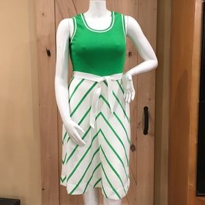 Vintage Green White Dress